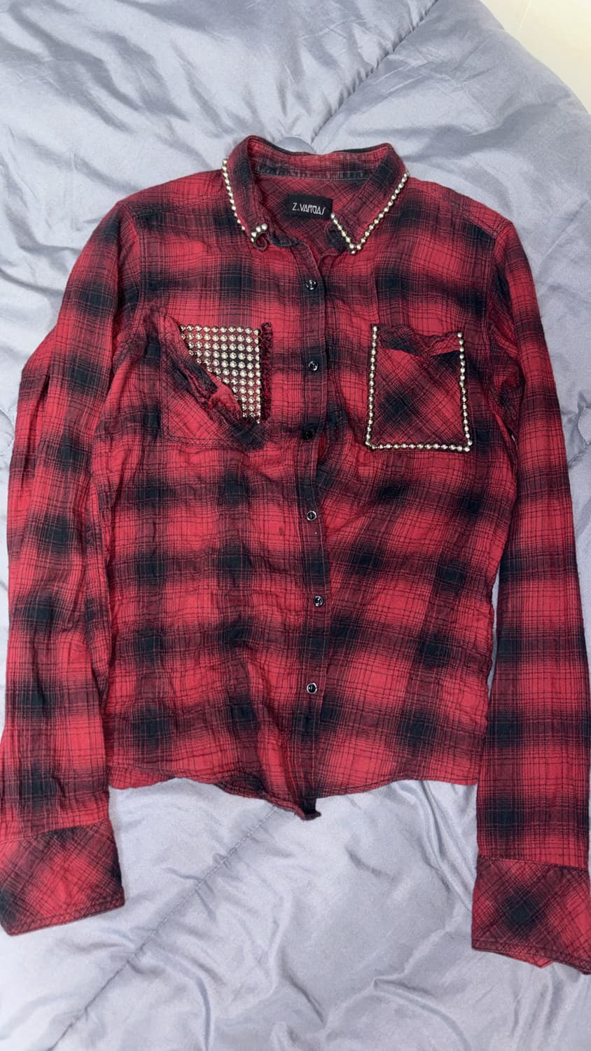 Zac vargas 잭 바르가스 스터드 스터드 체크셔츠 m사이즈 상품이미지1