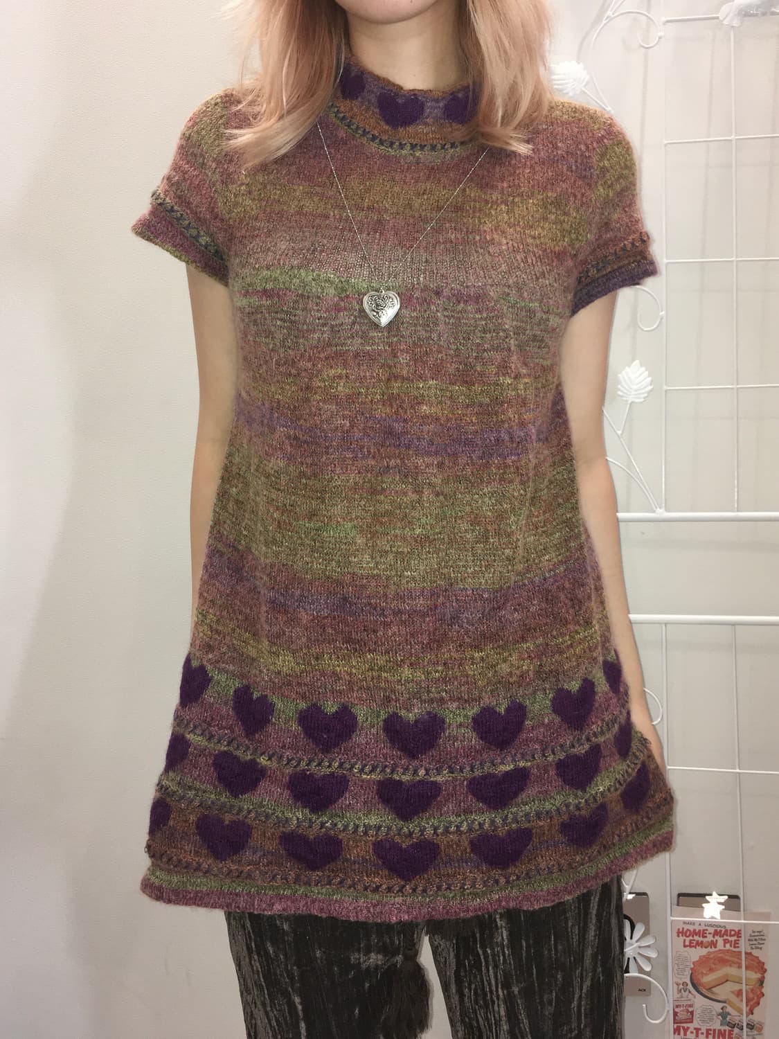 jpn vintage bohemian girl heart knit one 상품이미지3