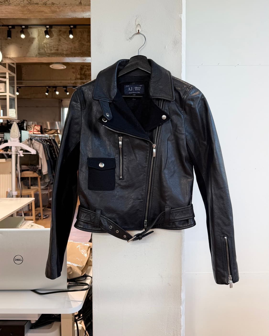 아르마니 진스 블랙 카우하인드 라이더 자켓 상품이미지2