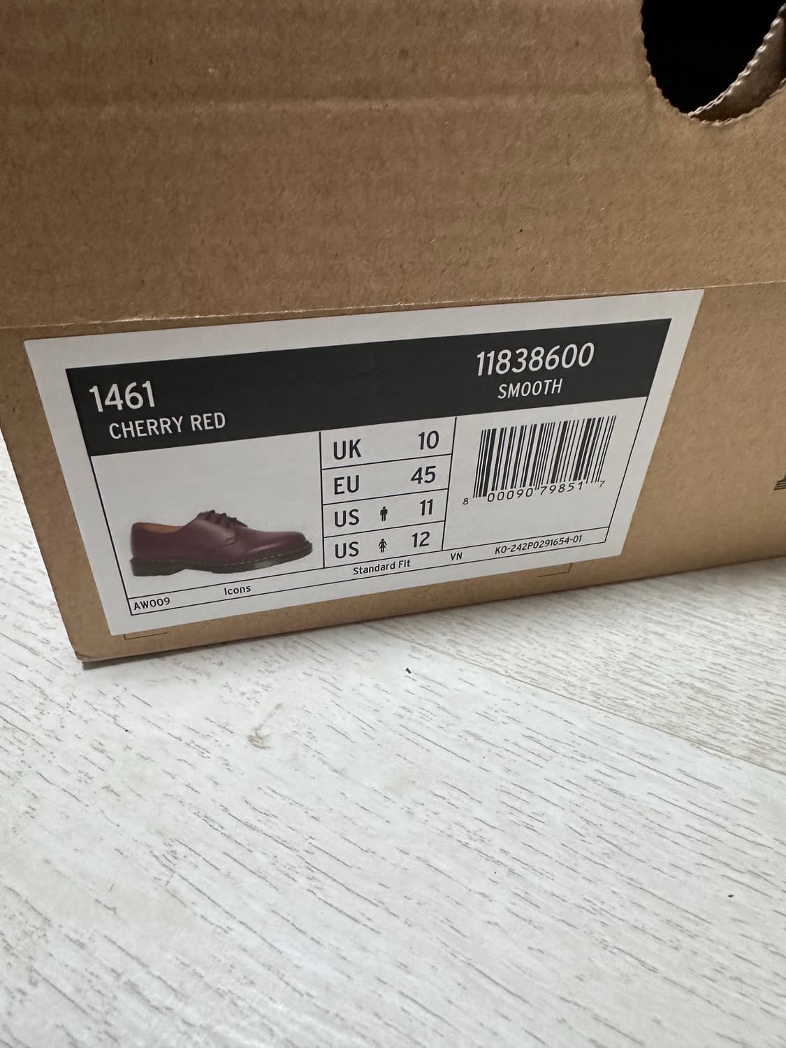 닥터마틴 1461 스무스 체리레드 uk10 새상품급 상품이미지9