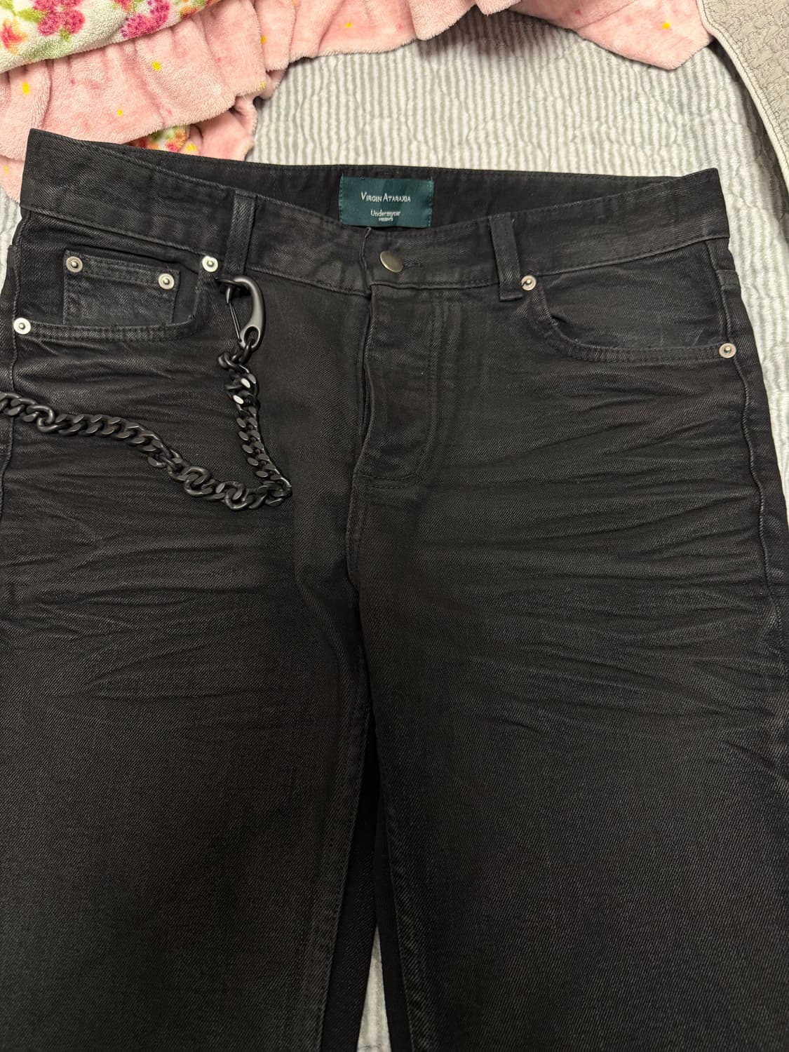 (1) 언더마이카 볼드 체인 슬림 스트레이트 왁스 진 상품이미지5