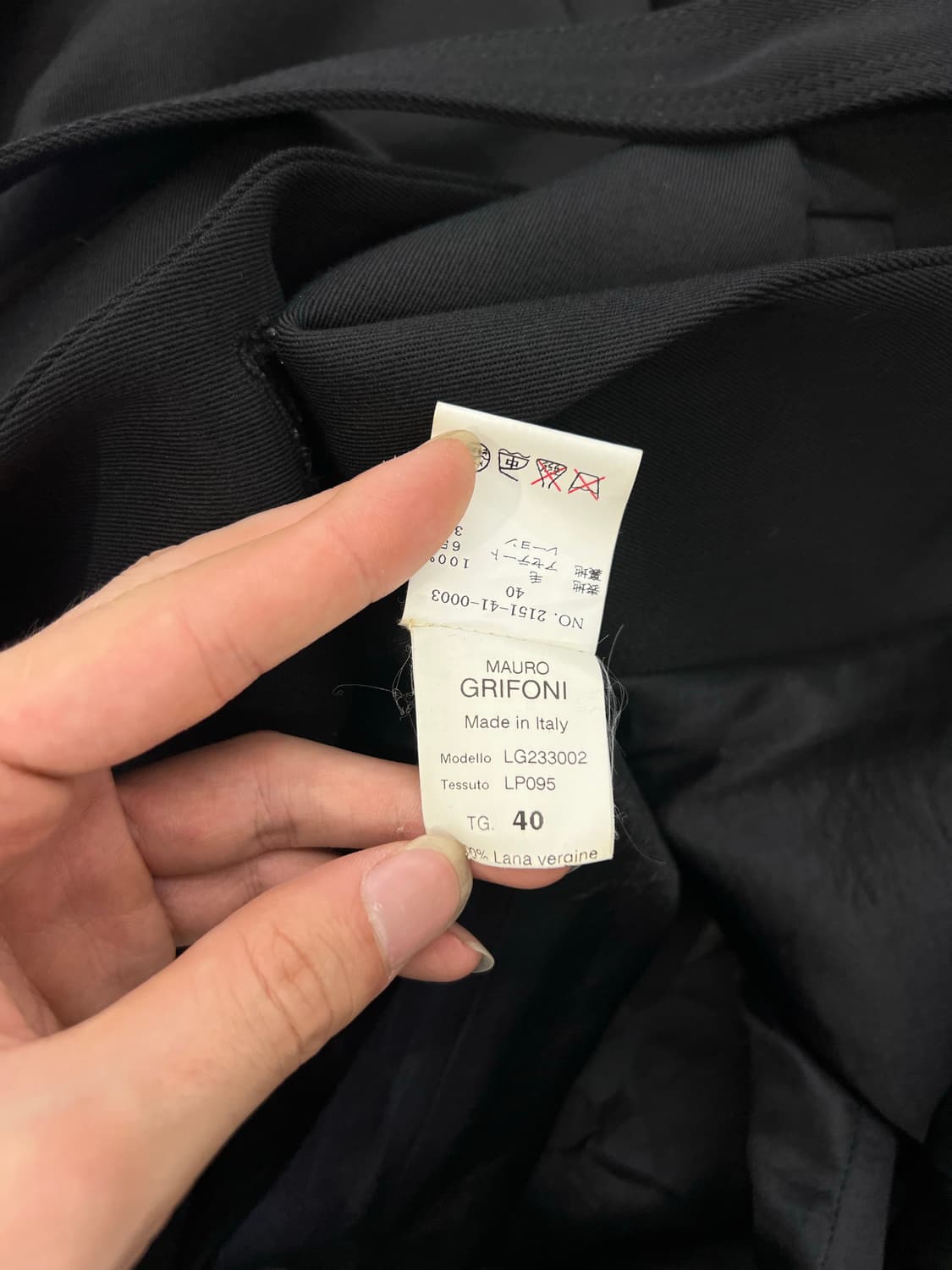 마우로 그리포니 블랙 벨티드 롱 코트 상품이미지8