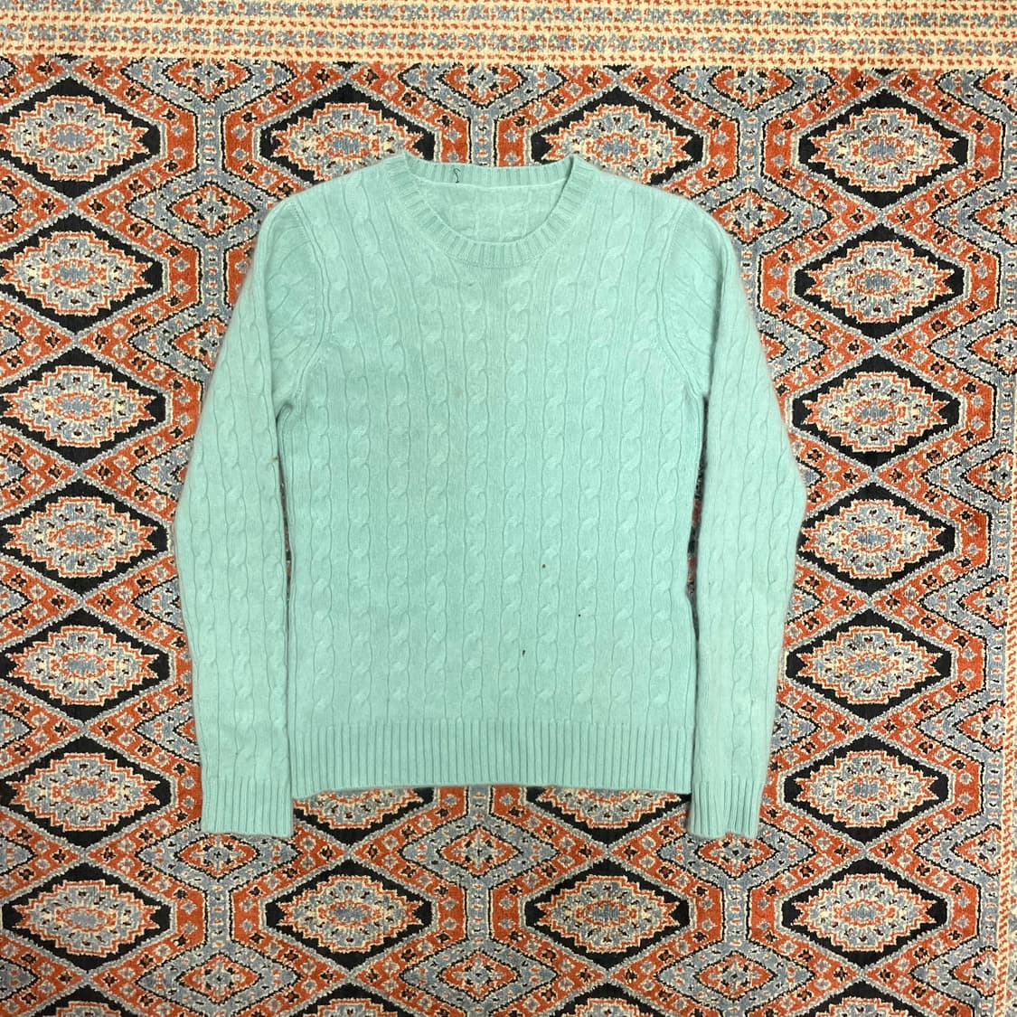 빈티지 민트 꽈배기 니트 여성XS 상품이미지1