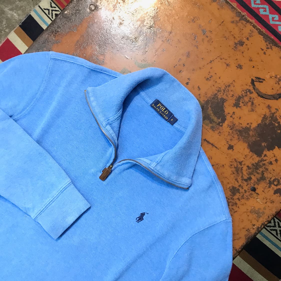 폴로랄프로렌 블루 코튼 반집업 풀오버 남성 105 사이즈  상품이미지3