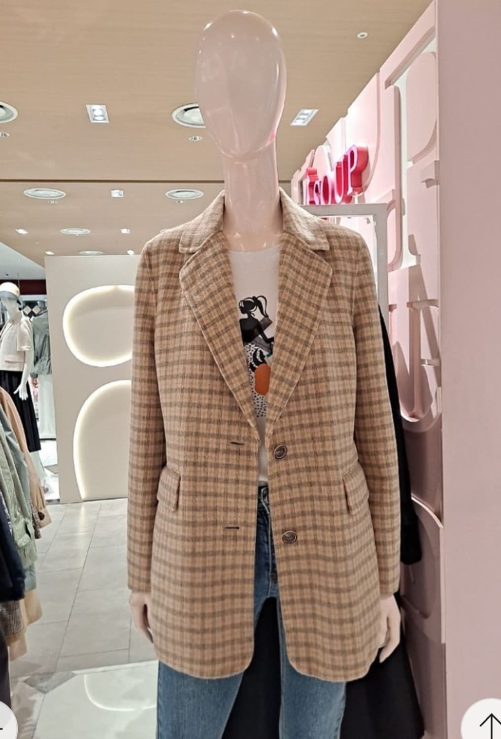 [무료배송]숲 66 여성 울 혼방 체크 핸드메이드 하프 코트 상품이미지10