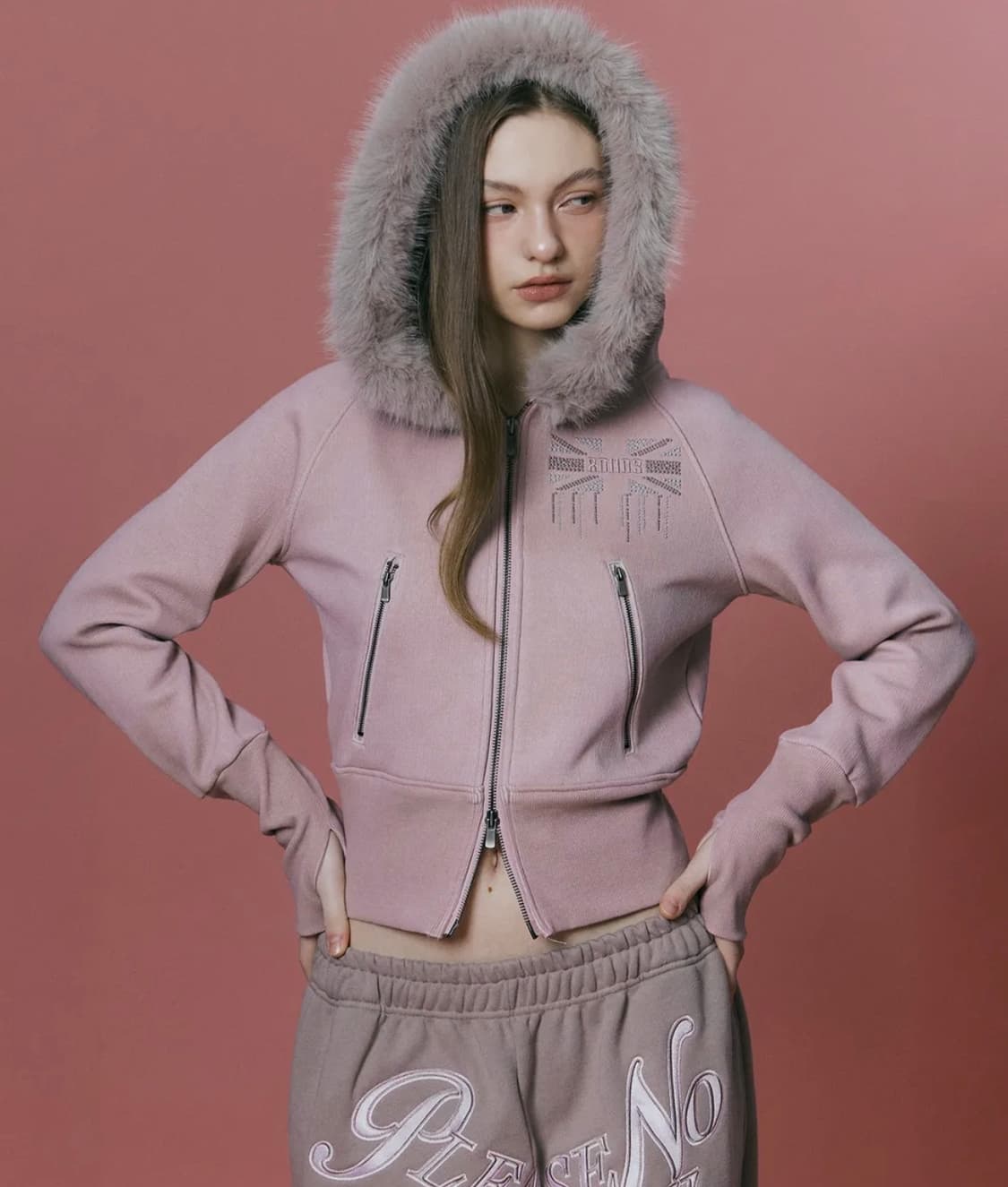 플리즈노팔로우 플노팔 베키퍼 후드집업 자켓 핑크 상품이미지1