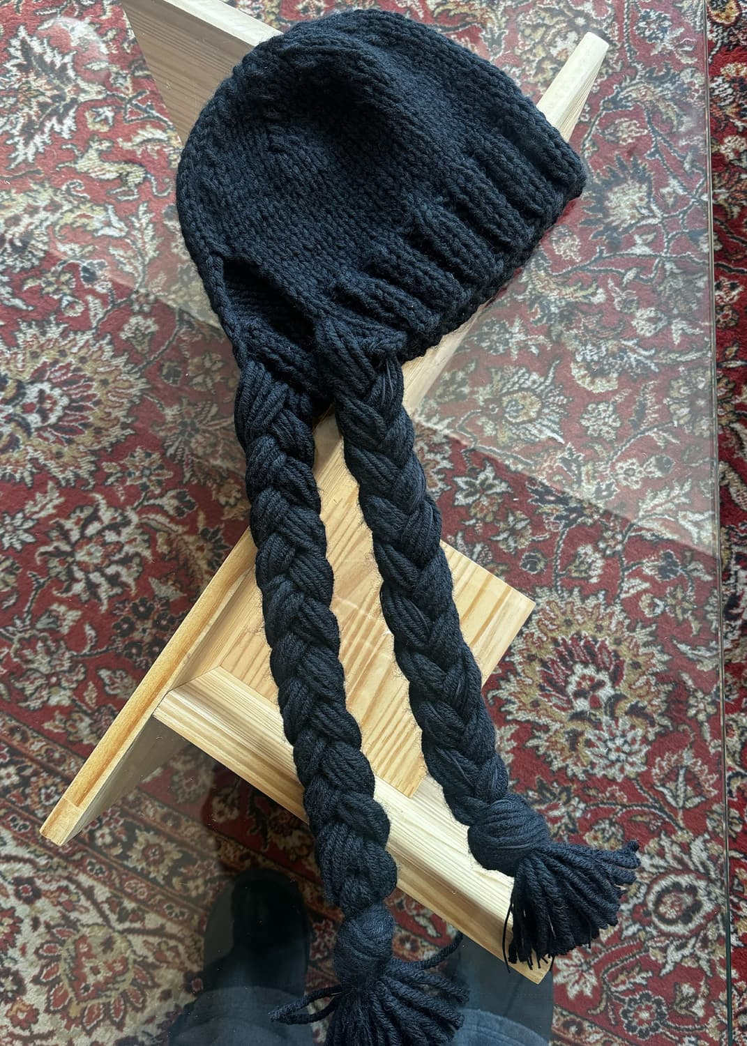 BRAIDED KNIT BEANIE - BLACK 상품이미지1