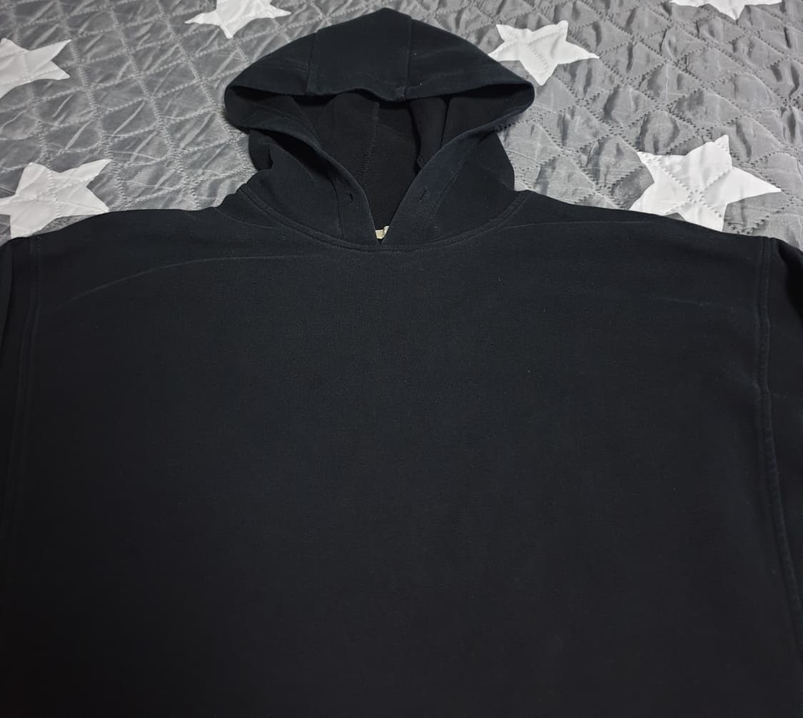 플라스틱아일랜드 크롭 가오리핏 후드티 블랙 (M) 상품이미지2