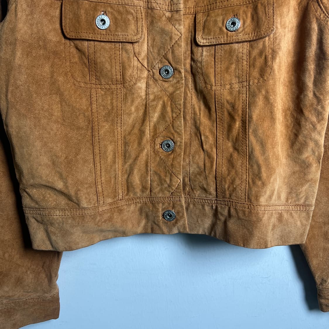 vtg 빈티지 브라운 소가죽 스웨이드 트러커 자켓 상품이미지5