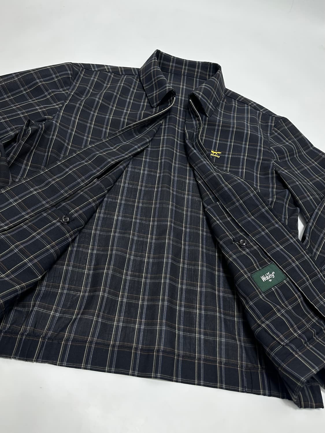 울시 빈티지 써머 울 체크 블루종 자켓 올드스쿨 상품이미지5
