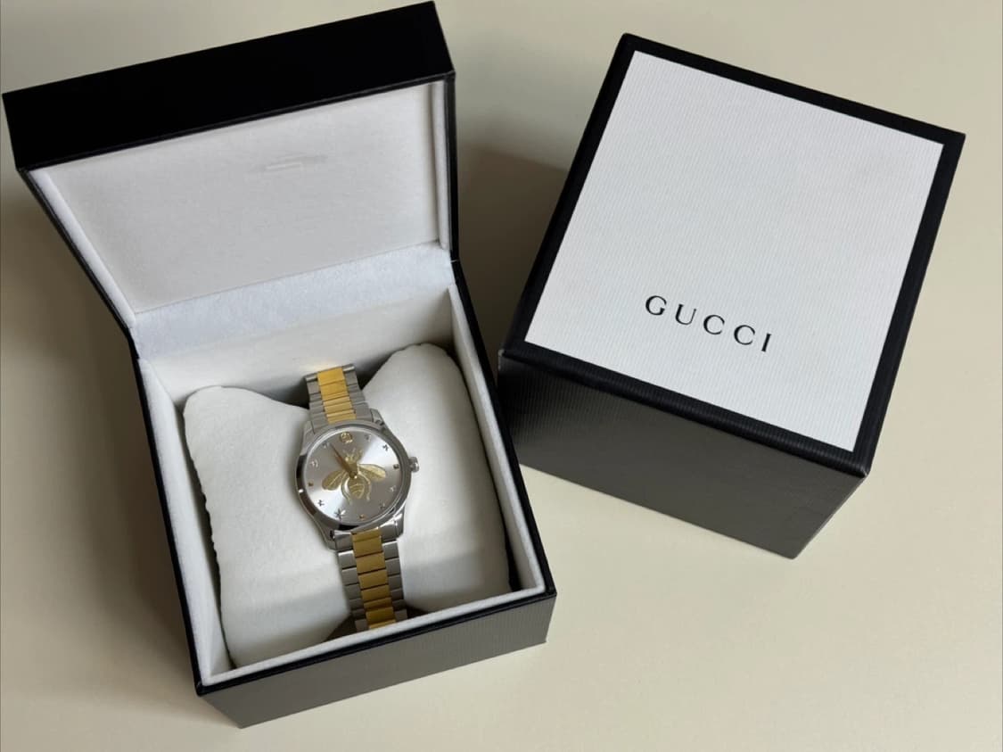 구찌 옐로우 골드 스틸 콤비 38MM G 타임리스 꿀벌 시계 상품이미지1