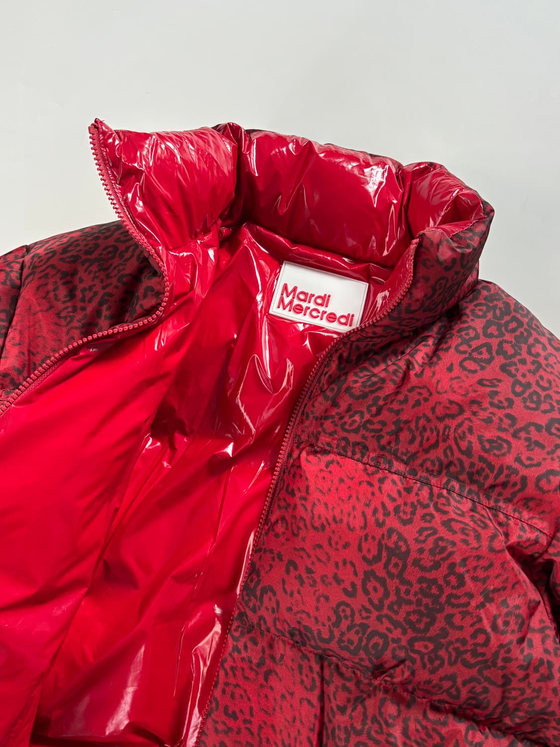 *새상품* Mardi 마르디 메크르디 레오파드 레드컬러 리버시블 다운 패 상품이미지3