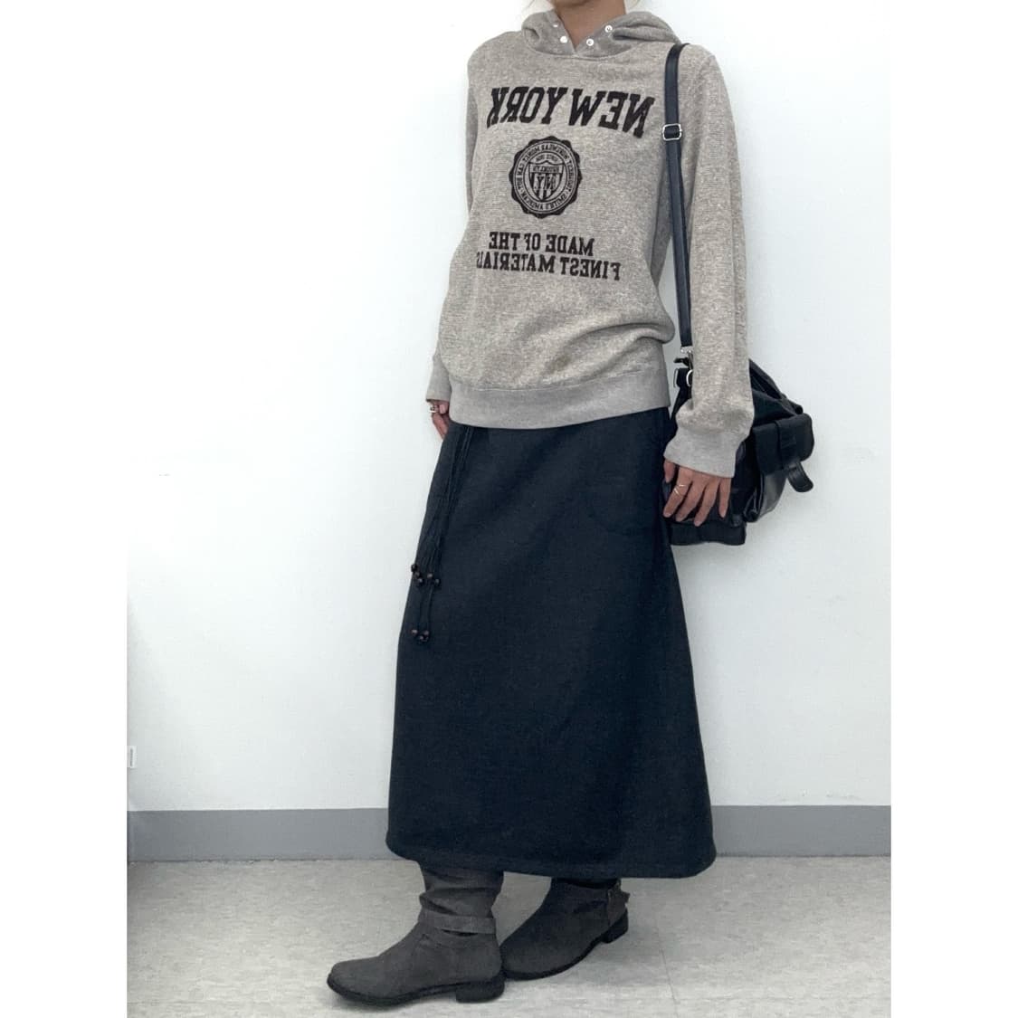 빈티지 차콜 기모 스커트 상품이미지1