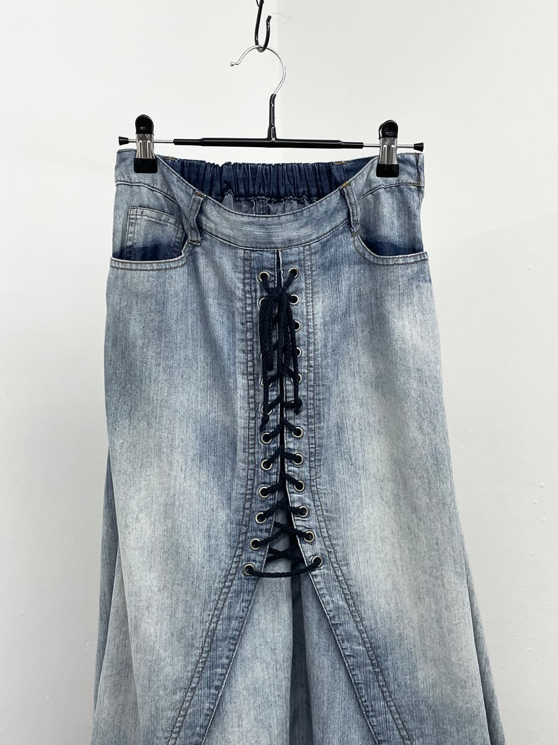 그런지 데님 레이스업 스커트 상품이미지5