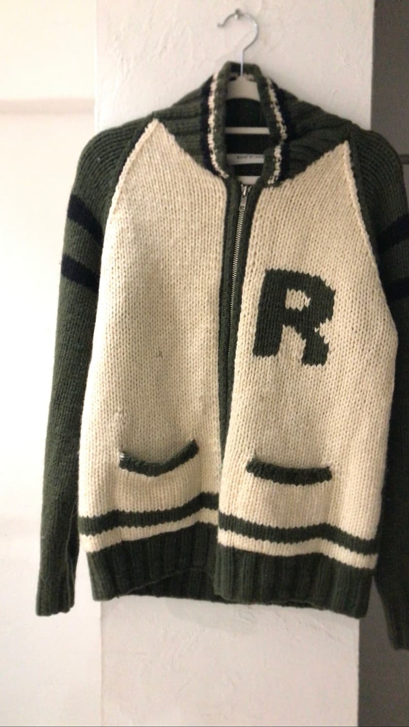 카키 코위찬 니트 집업 상품이미지1