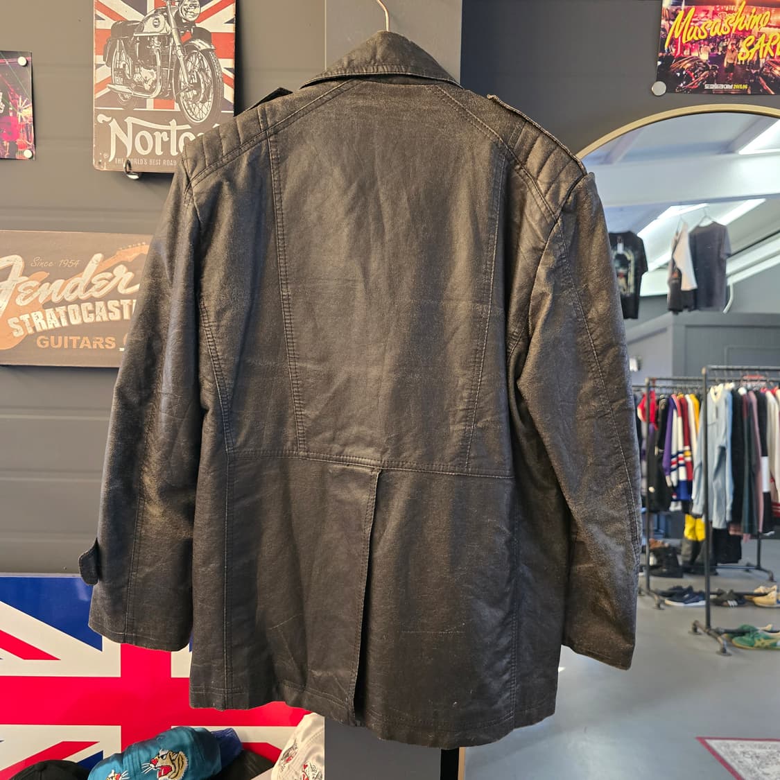 캐쥬얼웨어 에코레더 자켓 블랙 밀리터리 90s 빈티지 상품이미지2