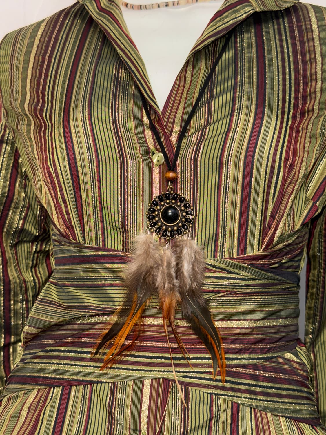 Black beads mandala feather necklace  상품이미지5