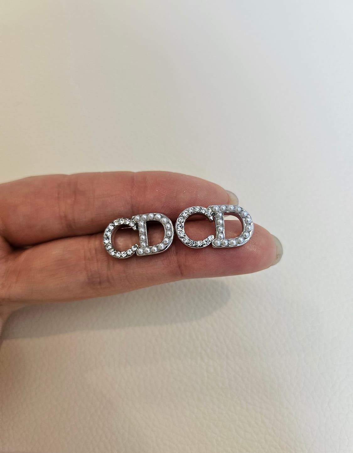 디올 진주 큐빅 은장 귀걸이 업사이클링 상품이미지6