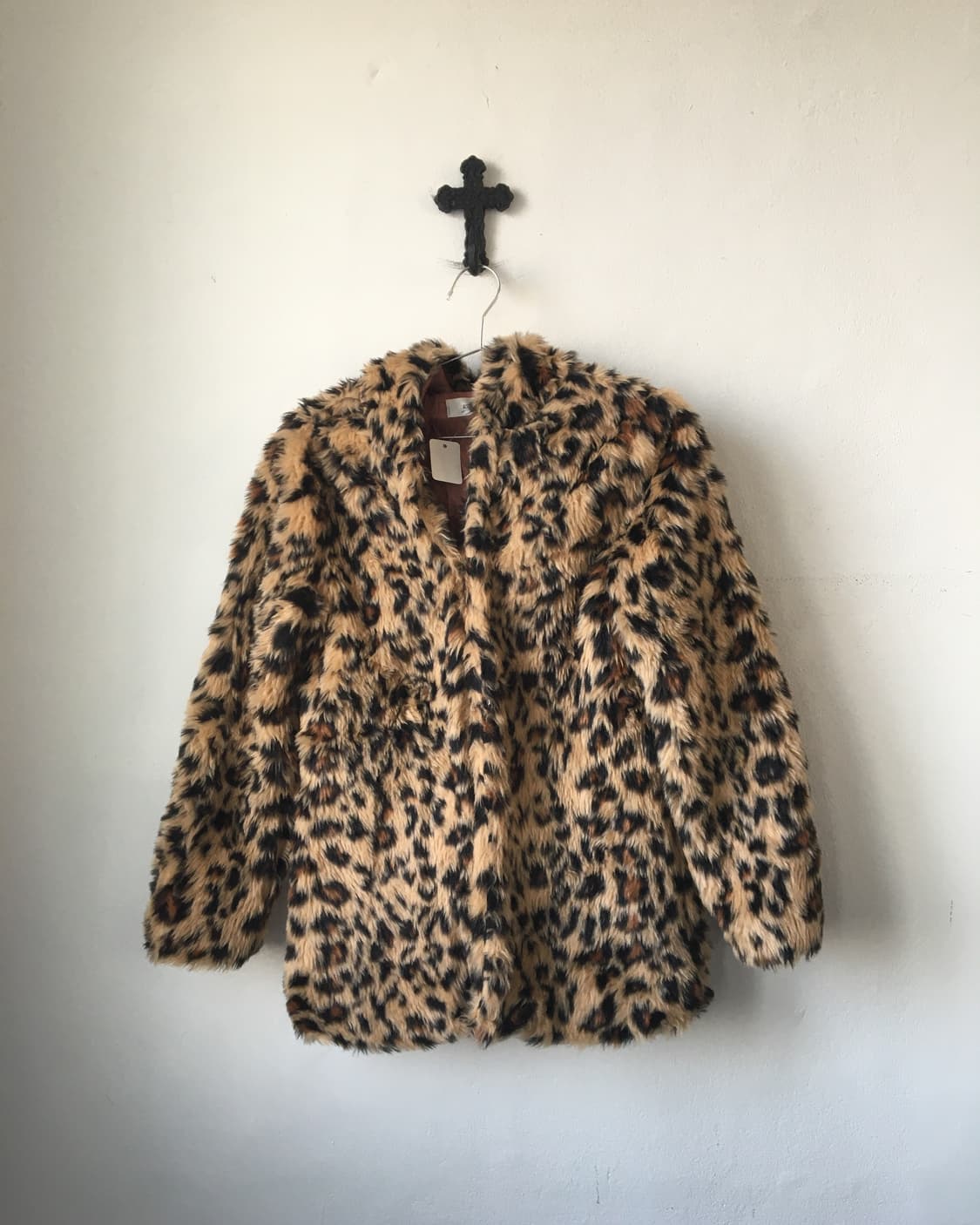 Leopard pattern fake fur hood jacket 상품이미지2