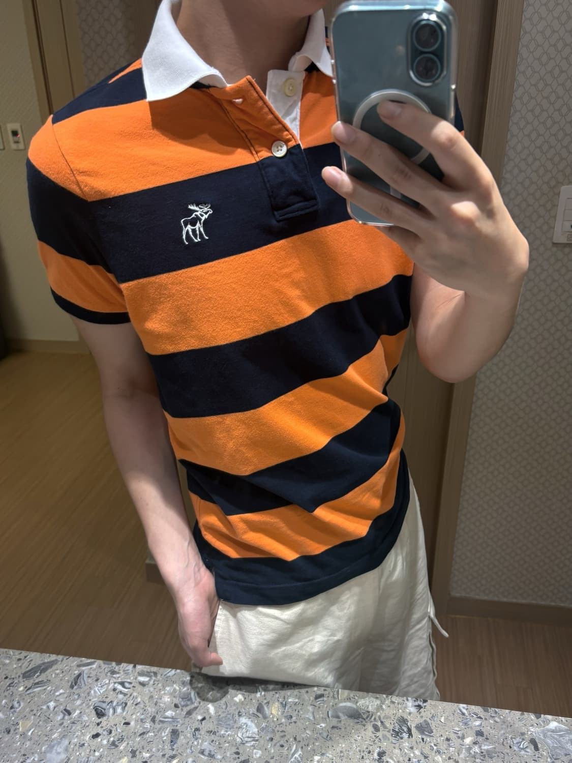 [M] 아베크롬비 앤 피치 머슬핏 블록 스트라이프 카라티 폴로셔츠 상품이미지3