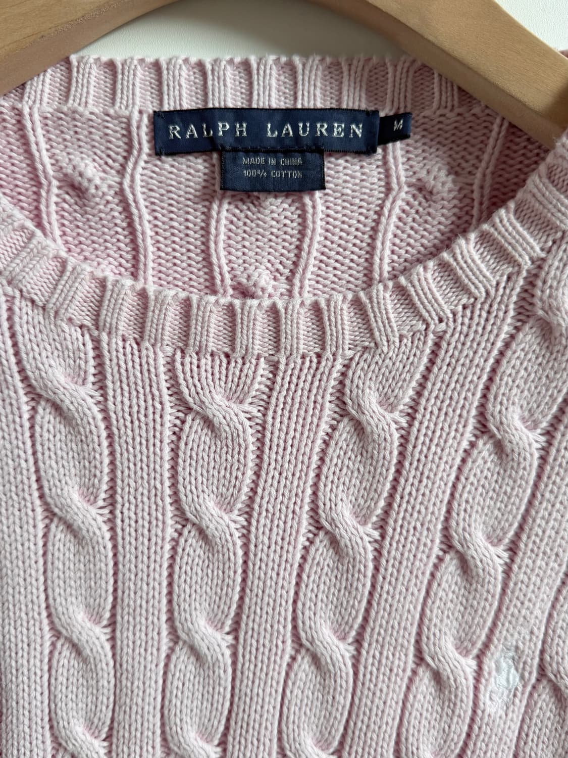 Polo 랄프로렌 우먼 베이비핑크컬러 코튼 케이블 니트 상품이미지4