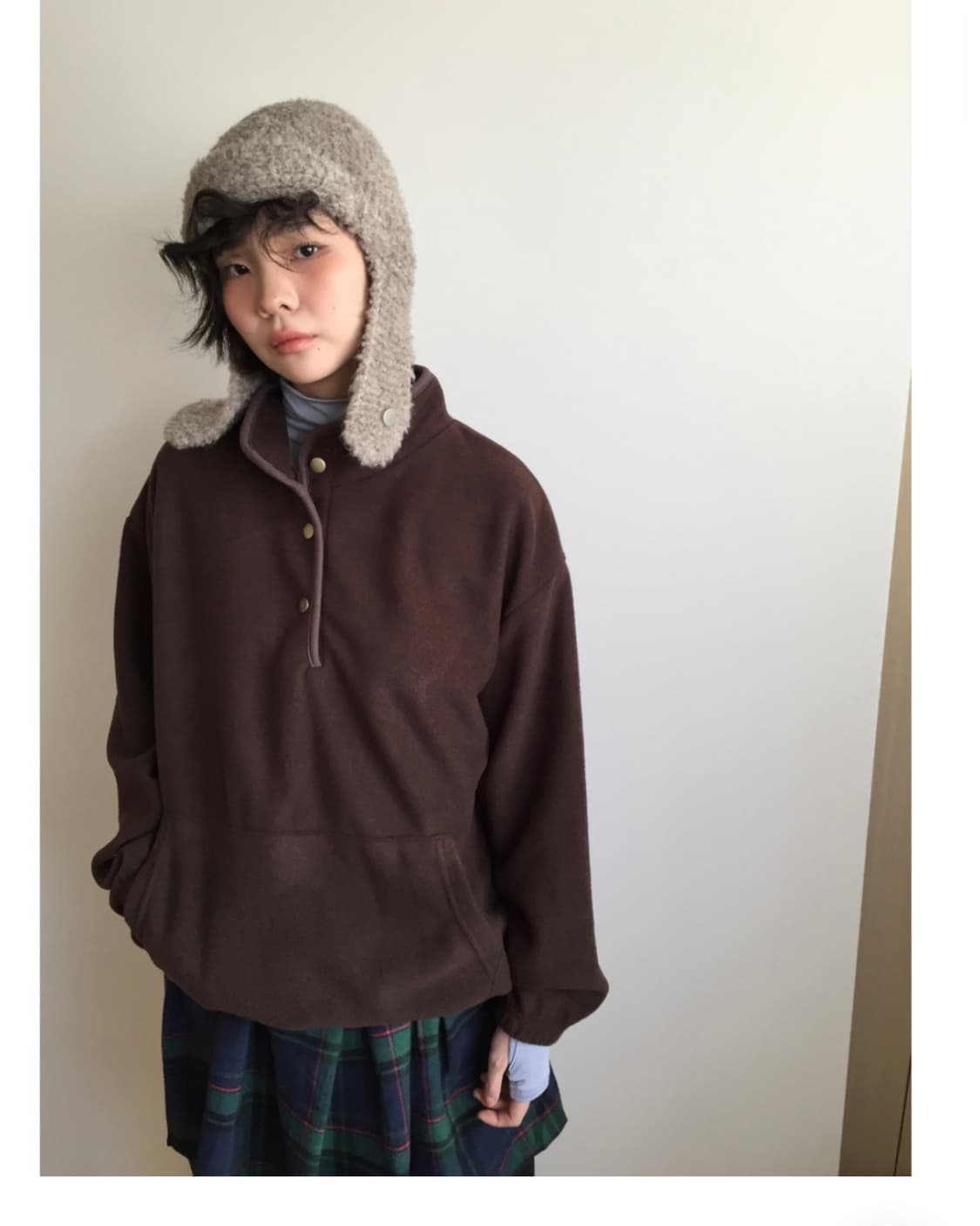 더기 플리스 아노락 맨투맨 브라운 상품이미지8