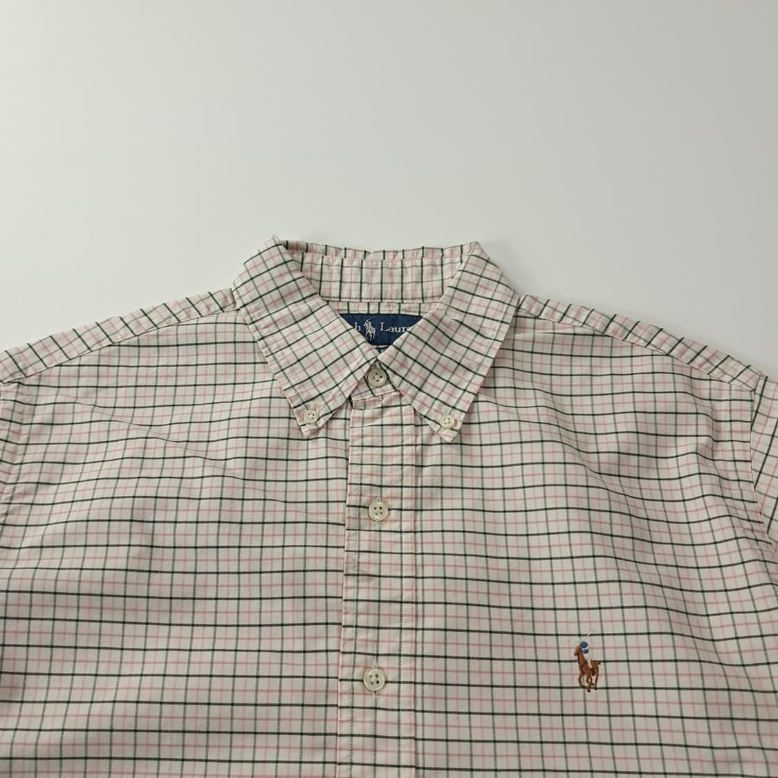 CK255 S 폴로 00s 멀티 스몰체크 버튼다운 핑크그린 셔츠 남방 상품이미지2