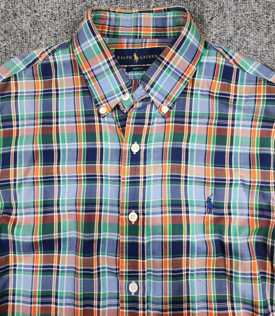 폴로 랄프로렌 슬림핏 빈티지 마드라스 체크 셔츠 M 상품이미지3
