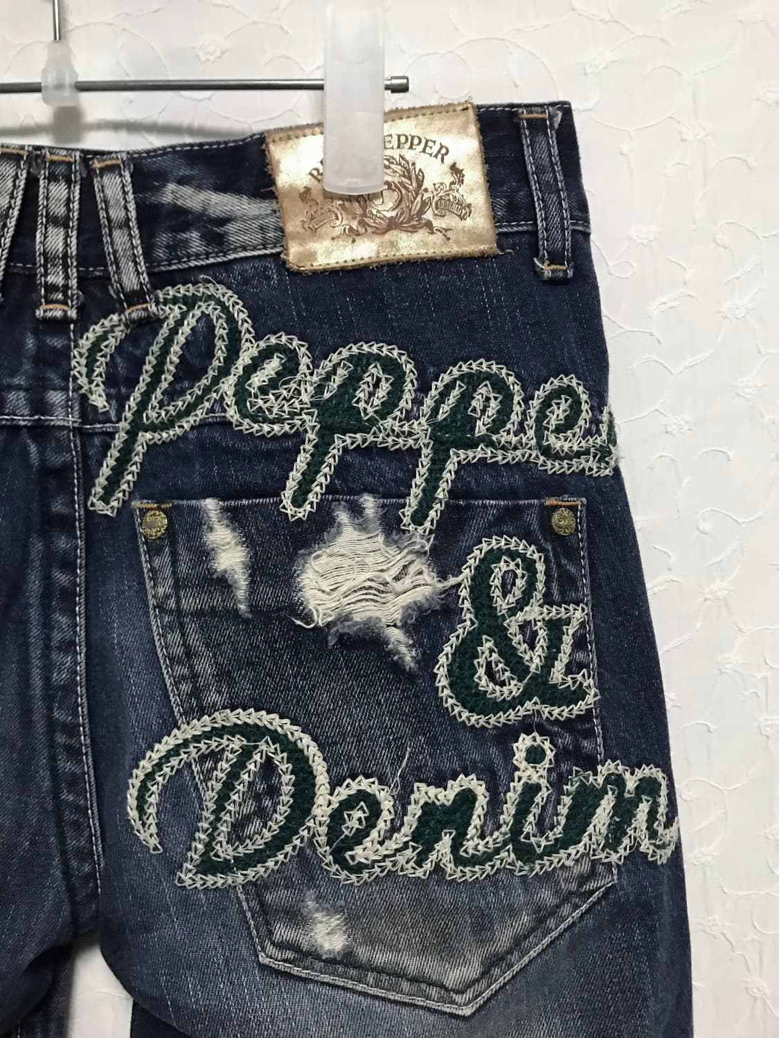 빈티지 red pepper 레드페퍼 지퍼 디테일 자수 데님 팬츠 상품이미지6