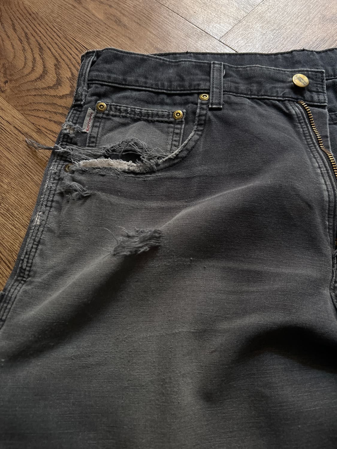 [34]칼하트 USA 하드 페이딩 블랙 싱글니 워크팬츠 상품이미지4