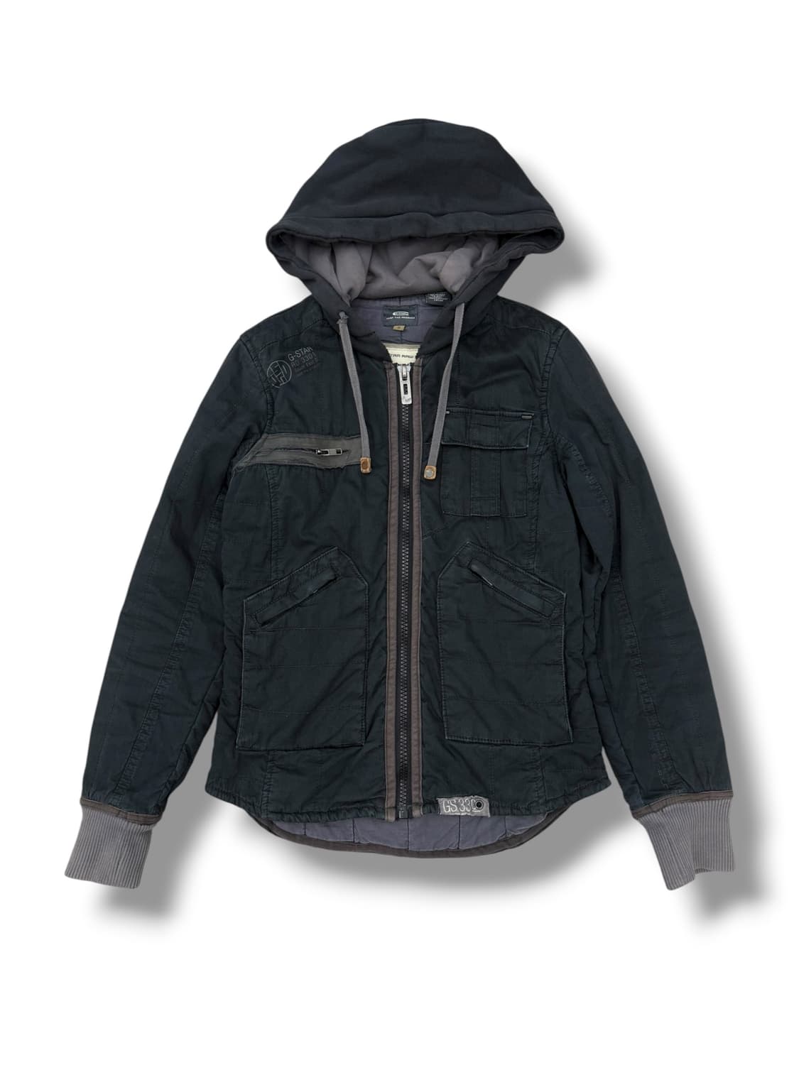 지스타로우 코튼 바이커 후디드 자켓 상품이미지3