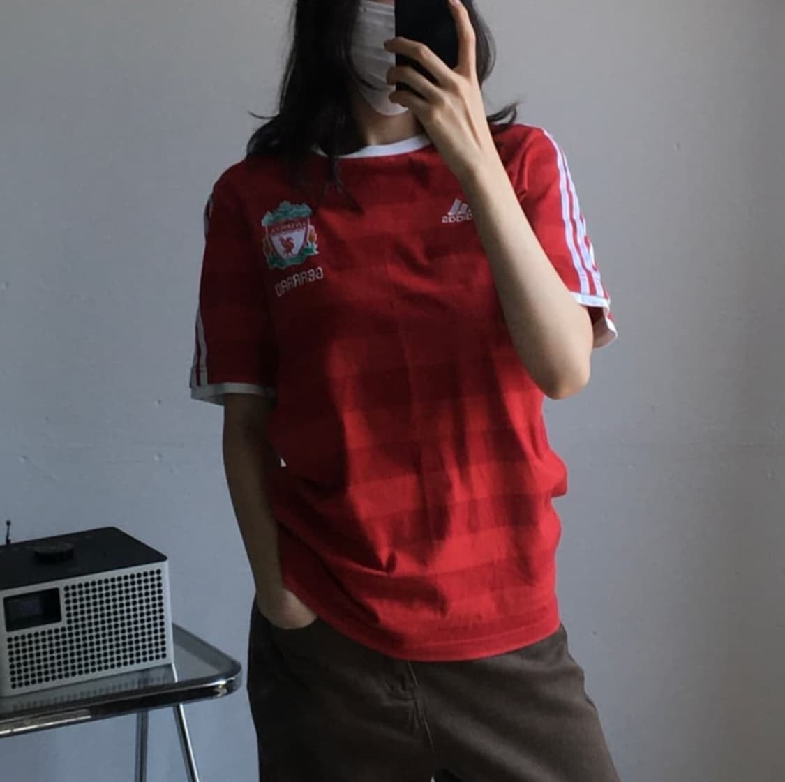 여성) 아디다스 리버풀 제라드 티셔츠 스트라이프 반팔티 블록코어 상품이미지2