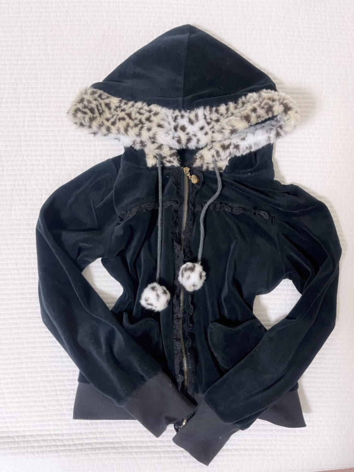 리즈리사 트랄라라 레오파드 퍼 폼폼이 후드집업 오네갸루 히메갸루 상품이미지1