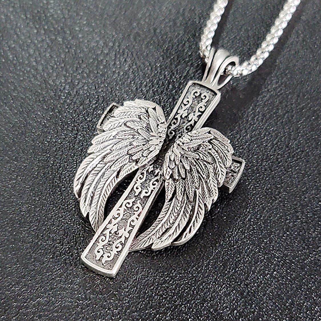 가브리엘 주석 천주교 기독교 펜던트 클래식 고딕 천사 날개 남자 목걸이 상품이미지1