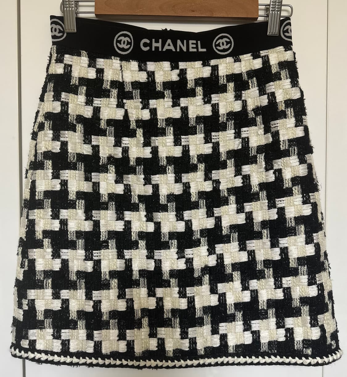 샤넬 블랙 화이트 트위드 울미니 스커트정품 상품이미지2
