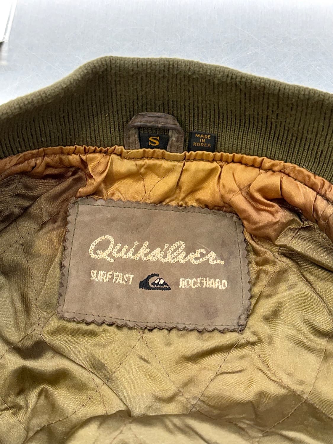 퀵실버 90s 픽 스킨 브라운 퀼티드 바시티 자켓 상품이미지7