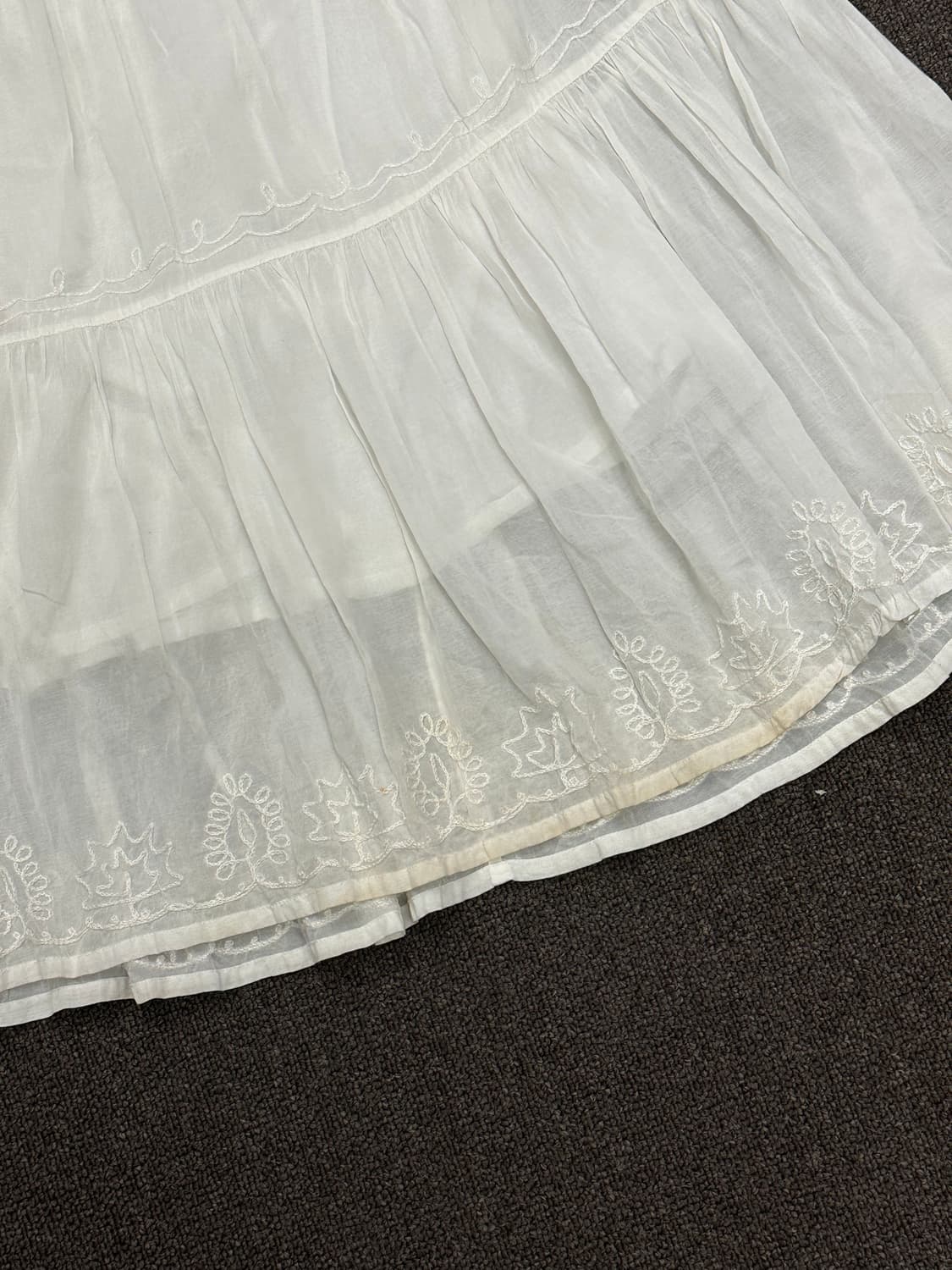 M)Japanese vintage 자수 디테일 밴딩 화이트 롱스커트 (이 상품이미지5