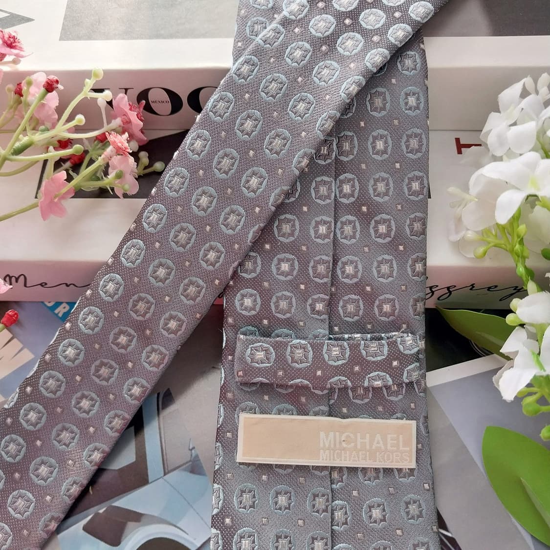 마이클코어스 실크 그레이 패턴 넥타이 8.3cm A+등급 K2129 상품이미지10