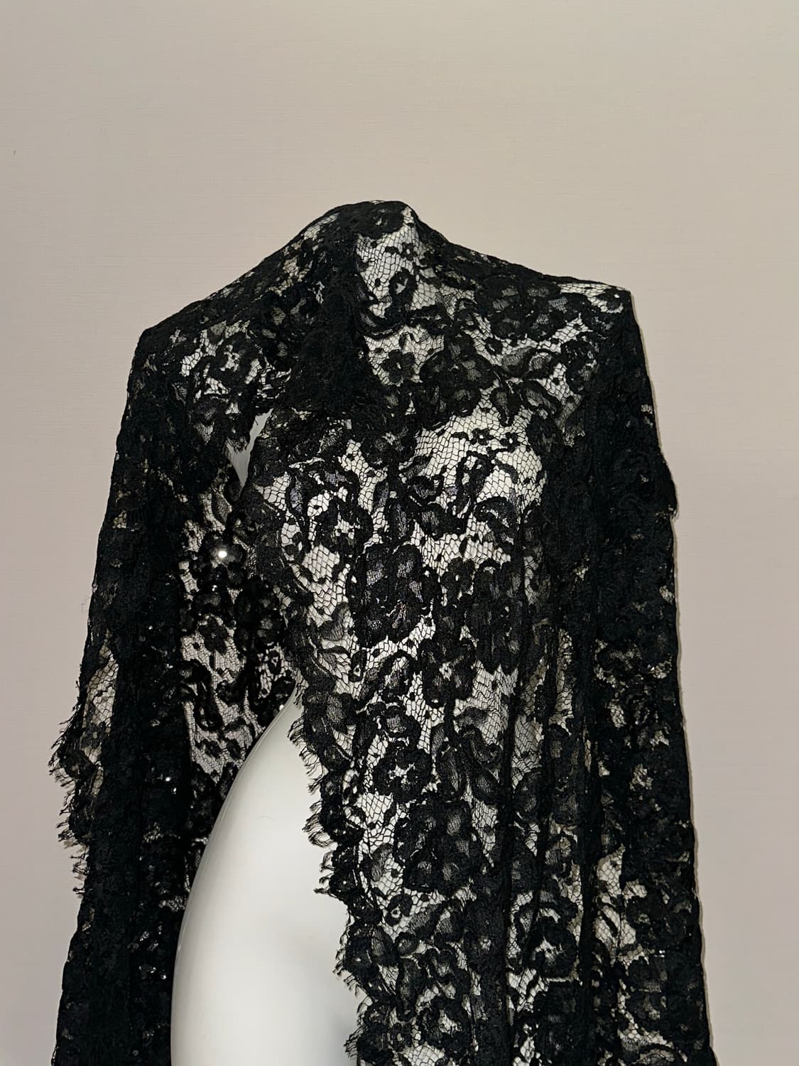 빈티지 블랙 스팽글 플라워 태슬 머플러 상품이미지9