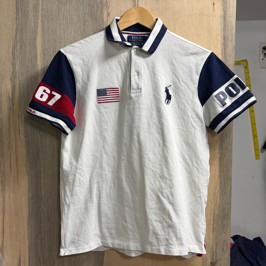 폴로 대대장 빅포니 치프키프 USA 1967 화이트 반팔 카라 티셔츠 M 상품이미지6