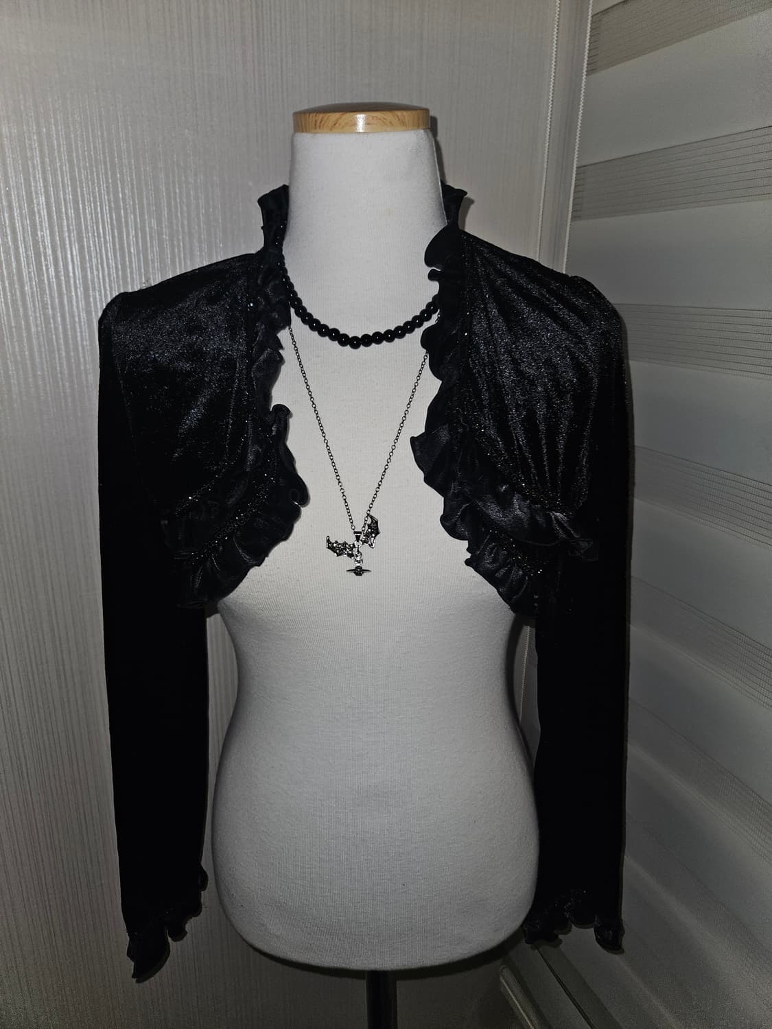 공겜여주 고딕 히메 벨벳 러플 가디건 상품이미지1