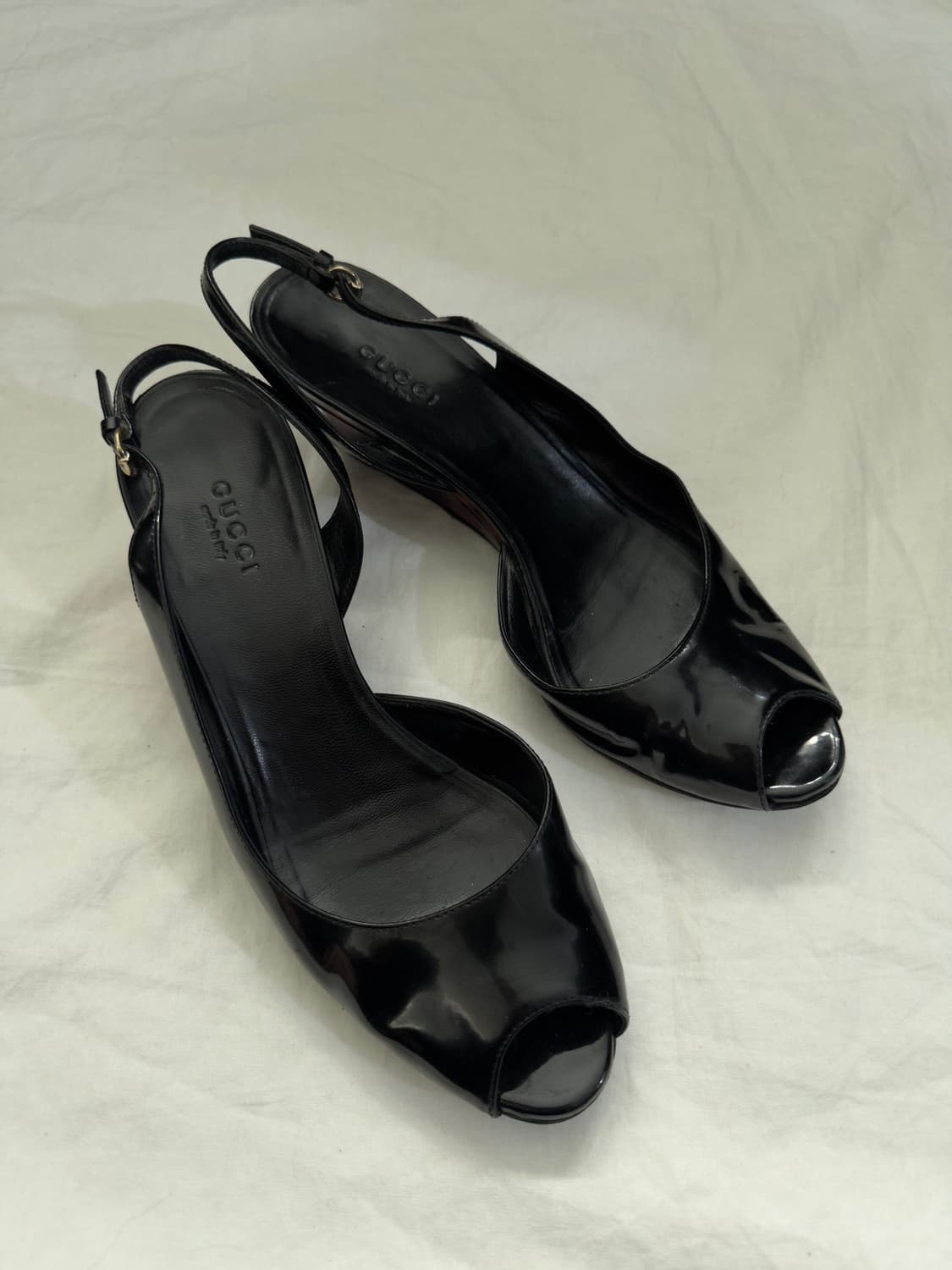 구찌 톰포드기 웨지힐 슬링백 팁 토 샌들 상품이미지2