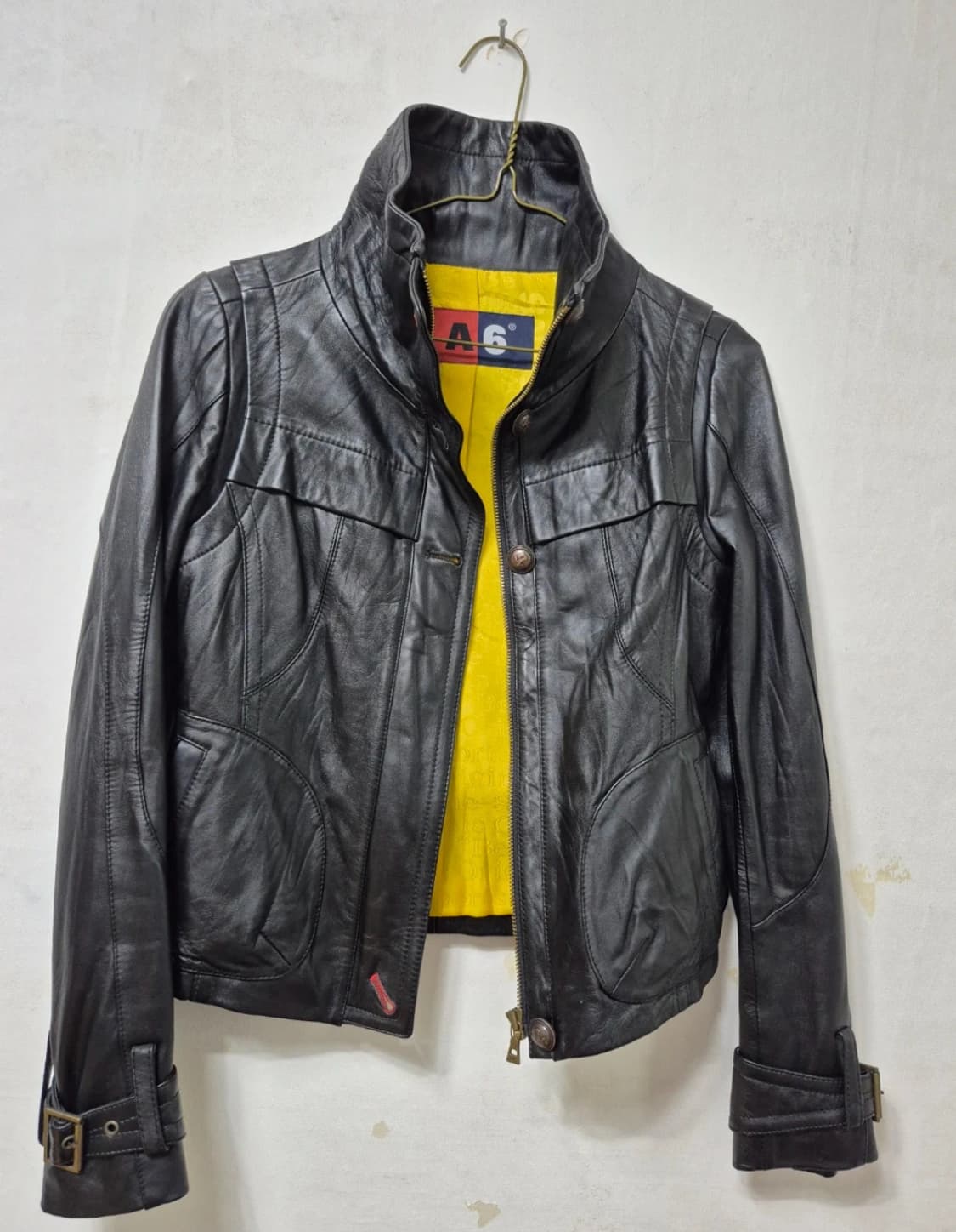 A6 블랙 램스킨 하이넥 레더자켓 55 상품이미지3