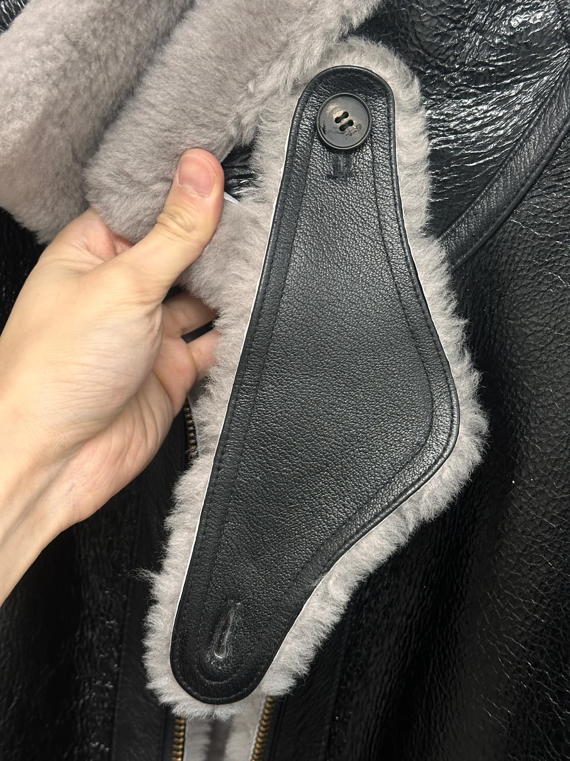 엘무드 바이커 크랙 램스킨 시어링 무스탕 블랙 46사이즈 판매 상품이미지6