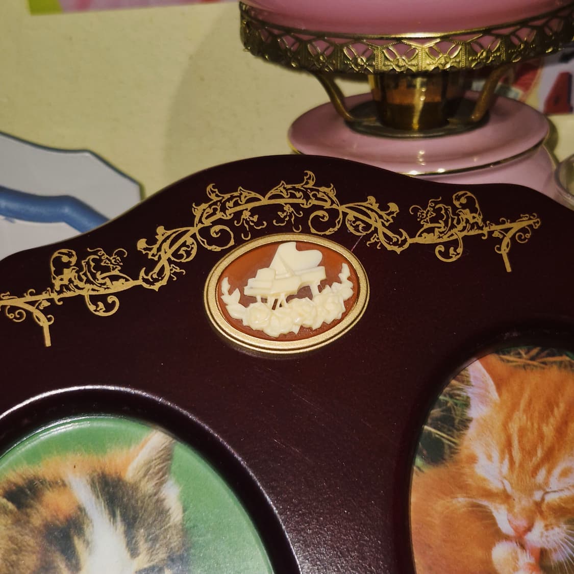 90s 카와이 피아노 카메오 2구 우드 탁상 액자 상품이미지7