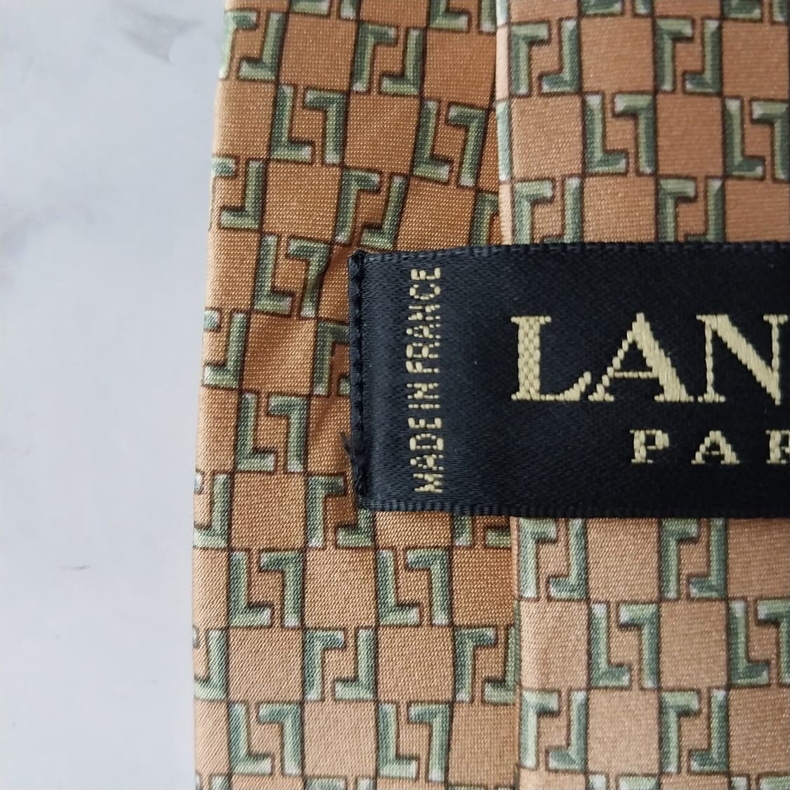 랑방 실크 베이지&그린 자카드 패턴 넥타이 9.3cm A등급 K1481
 상품이미지7