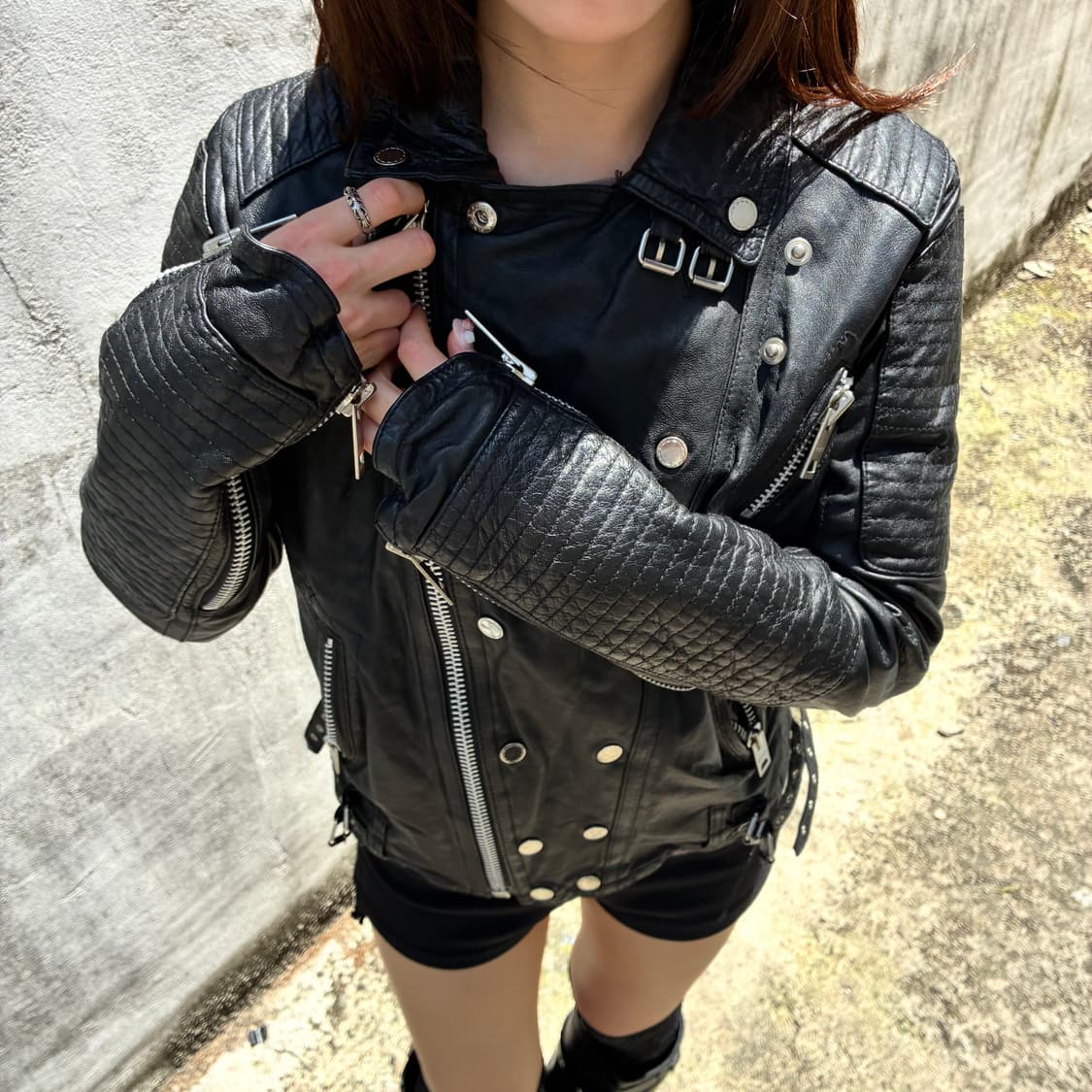lamb skin slim fit rider jacket 상품이미지3