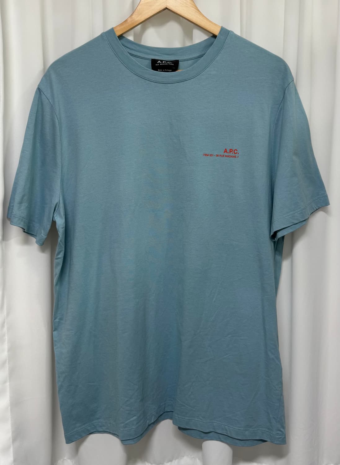 24SS 아페쎄 A.P.C 아이템 반팔티셔츠 XL 라이트블루 상품이미지2