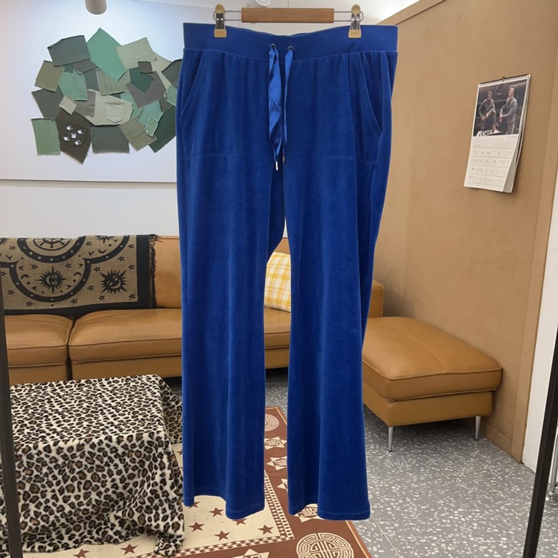 쥬시 꾸뛰르 Y2K 벨벳 코발트 블루 트레이닝 팬츠 M C08788 상품이미지3