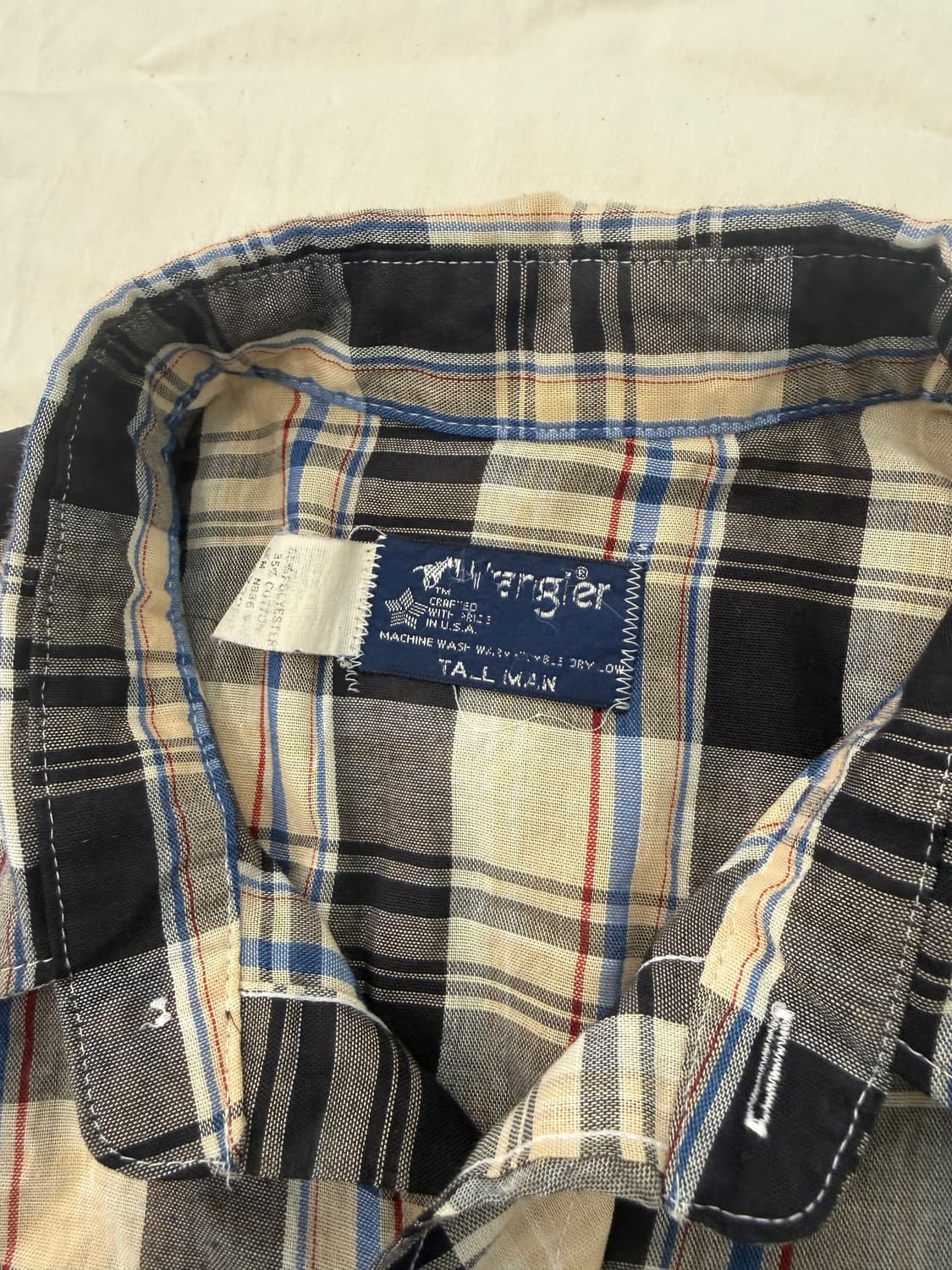 Wrangler 빈티지 웨스턴 셔츠 블랙 베이지 체크 반팔 상품이미지6